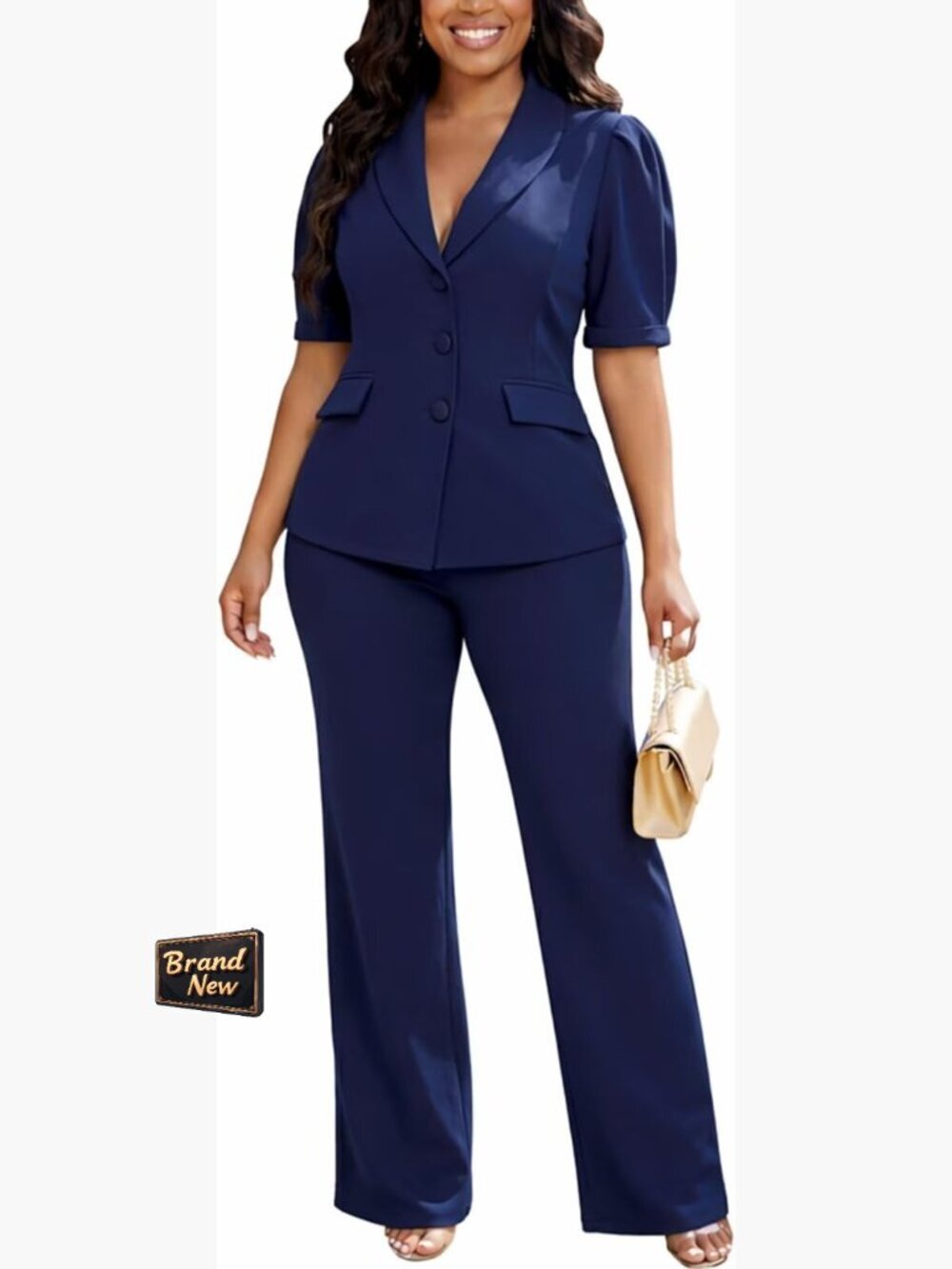 Women's Dressy 2 Piece Blazer Suit Set Business Pantsuit - Picture 1 of 7